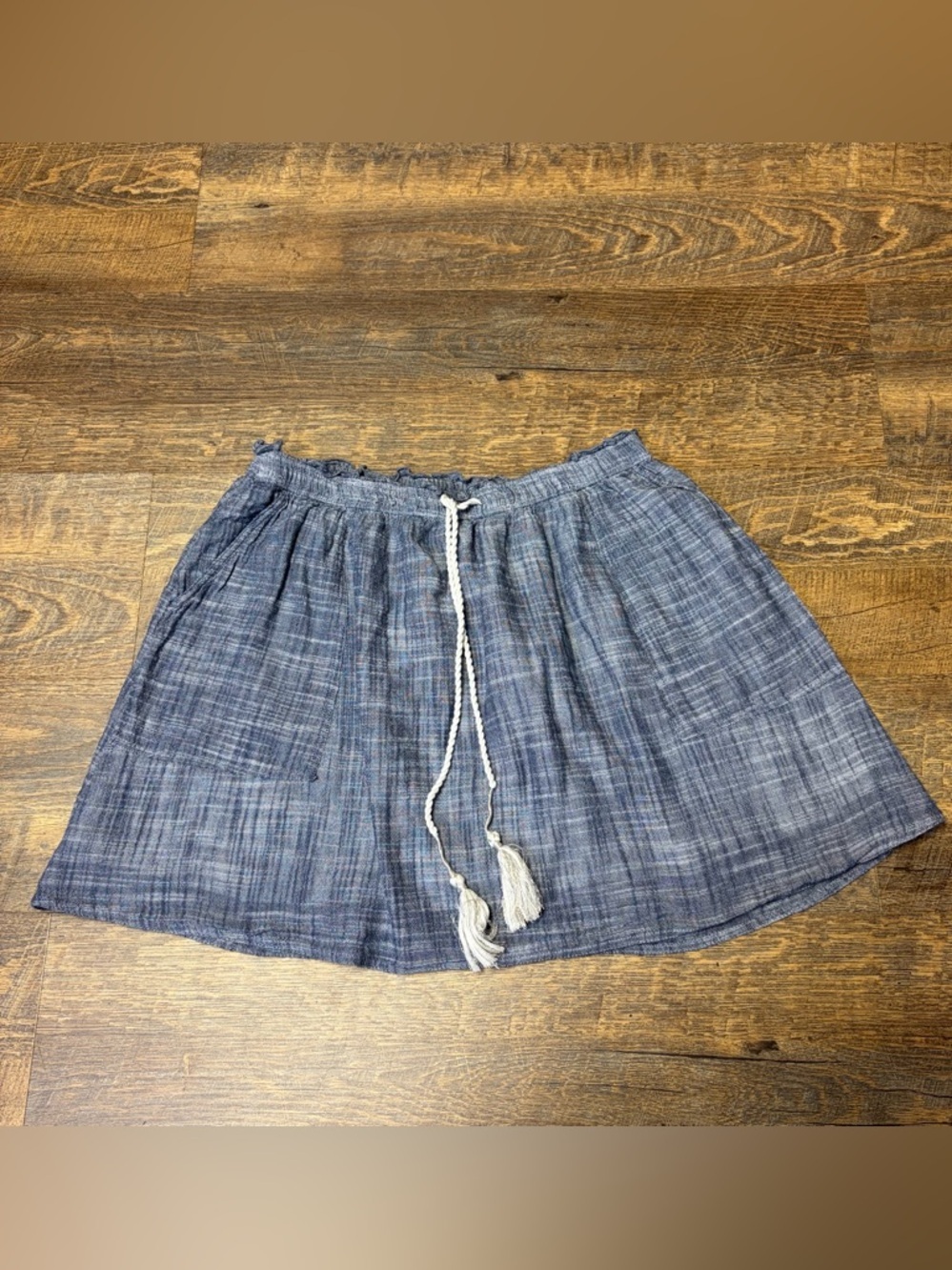 Abercrombie & Fitch Mini Skirt Blue Chambray Womens Medium Lined Elastic Waist